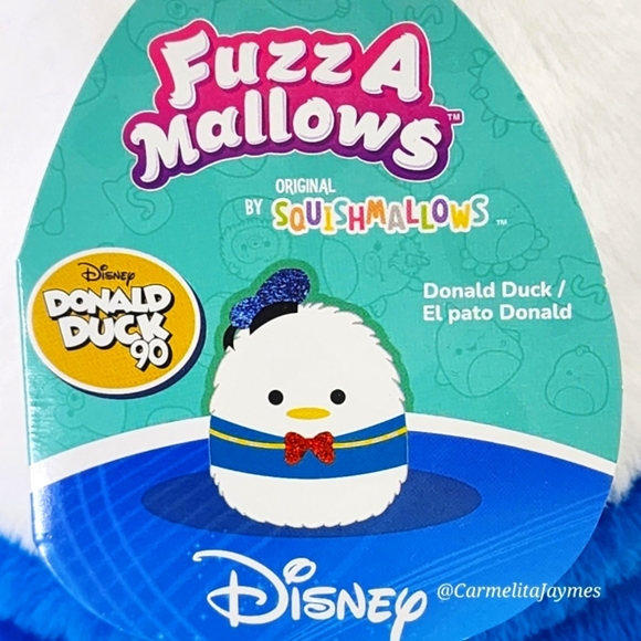 DONALD DUCK 🦆HTF 8" Furry Disney's Donald Duck 90 FuzzAMallow Squishmallow NWT - Picture 3 of 12